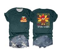 T-shirt tendance à manches courtes pour femme avec motif de lettre imprimée pour un style streetwear décontracté, un look confortable au quotidien comme une largeur basique respirante, vert, S