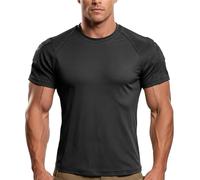 T-Shirt Tendance Homme Haut Militaire Respirant col Rond Manches Courtes Coupe Slim assortissable Pantalon Cargo Jogging pour Homme Actif et aventurier Black TG