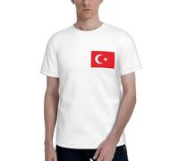 T-shirt tendance imprimé drapeau de la Turquie pour homme, parfait pour les occasions décontractées et semi-formelles, Noir , XXL