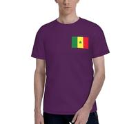 T-shirt tendance imprimé drapeau du Sénégal pour homme, parfait pour les occasions décontractées et semi-formelles, Noir , M