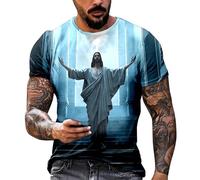 T-shirt tendance pour homme à manches courtes pour un confort décontracté et des activités de loisirs élégantes, bleu ciel, 3XL