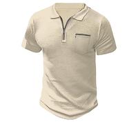 T-shirt tendance tendance pour homme avec poche zippée, beige, S