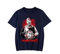 T-shirt Terrifier Film d'horreur Imprimé Halloween, bleu marine, XXL