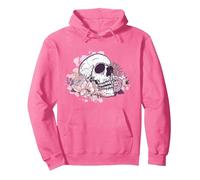 T-Shirt tête de Mort avec Fleurs et Roses pour Femmes, Filles, Hommes Sweat à Capuche, Unisexe pour Adultes, Rose Vif, XL