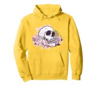 T-Shirt tête de Mort avec Fleurs et Roses pour Femmes, Filles, Hommes Sweat à Capuche, Unisexe pour Adultes, Citron, L