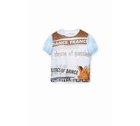 T-shirt texturÃ© journal femme Desigual Blanc XL