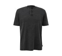 T-shirt texture cÃŽtelÃ©e col tunisien boutonnÃ© QS Noir M