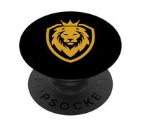 T-Shirt The King Lion Shield, Wild Lion Graphic Design Logo PopSockets PopGrip Adhésif