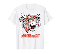 T-Shirt The Laughing Cow Vache qui rit historique Bleu Unisex-Adultes et Enfants T-Shirt Manche courte Bleu S EU 36-38