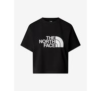 T-shirt The North Face Easy Relaxed Cropped manche courte noir logo blanc femme - M
