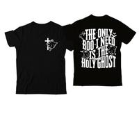 T-shirt « The Only Boo I Need is The Holy Ghost », chemise Saint-Esprit, imprimé graphique classique, t-shirt à col en V pour femmes et hommes, Noir 1, XL