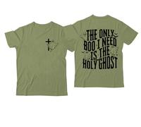 T-shirt « The Only Boo I Need is The Holy Ghost », chemise Saint-Esprit, imprimé graphique classique, t-shirt à col en V pour femmes et hommes, Vert-1, 3XL