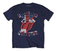 T-Shirt The Rolling Stones British Flag Tongue Bleu