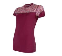 T-shirt thermique à manches courtes pour femme Sensor Merino Impress M violet/motif