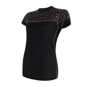 T-shirt thermique à manches courtes pour femme Sensor Merino Impress S noir/motif