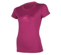 T-shirt thermique femme à manches courtes Sensor Merino Wool - imprimé L orchidée lilas