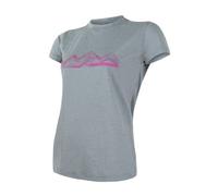 T-shirt thermique femme à manches courtes Sensor Merino Wool - imprimé S montagnes gris clair