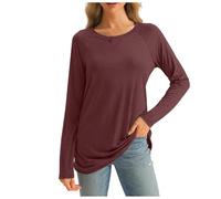T Shirt Thermique Femme Manches Longues Automne Décontracté Loose Contrast Fente Fashion 2025