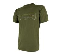 T-shirt thermique homme à manches courtes Sensor Merino Wool - imprimé L piste de safari