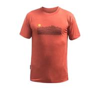 T-shirt thermique homme à manches courtes Sensor Merino Wool - imprimé L terre cuite/lever de soleil