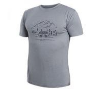 T-shirt thermique homme à manches courtes Sensor Merino Wool - imprimé XL la vie en van gris