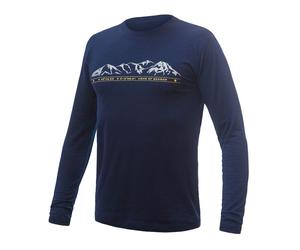 T-shirt thermique homme à manches longues Sensor Merino Wool - imprimé M montagnes d'un bleu profond
