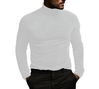 T-Shirt Thermique Manches Longues Haut Hiver en Velours Doré, Pull Chaud Maillot de Corps, sous-Vêtement de Détente Confortable, Chemise à Col Roulé Top Sport Sweat Homme M-3XL