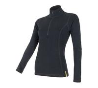 T-shirt thermique pour femme à manches longues Sensor double face Merino Wool avec fermeture éclair M noir