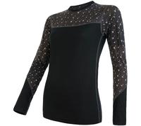 T-shirt thermique pour femme à manches longues Sensor Merino Impress S noir/motif