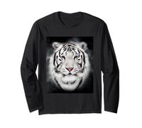 T-Shirt Tigre Blanc Sauvage, Motif Graphique léopard Tigre Manche Longue