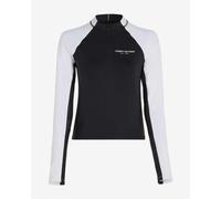 T-shirt Tommy Hilfiger Two Tone Half Zip manche longue noir blanc femme - M
