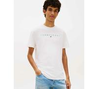 T-shirt Tommy Jeans Regular Linear Logo manches courtes blanc intense - S