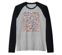 T-Shirt « Tous Les Pays » Drapeaux du Monde « 287 Flag International » Manche Raglan