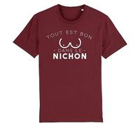 T-Shirt Tout est Bon dans Le nichon - pour Homme - Imprimé en France - Coton 100% Bio - Cadeau Anniversaire Humour Original Rigolo (Bordeaux, M)