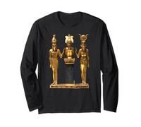 T-Shirt Trinité égyptienne dorée Horus Osiris et Isis Statue Manche Longue