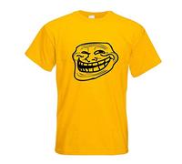T-Shirt - Troll Face Coolface - Jaune - S - imprimé avec Motif - été - Chemise Amusante - Sport - Loisirs