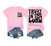 T-shirt « Trust in The Lord » - Chemises chrétiennes - Dieu Foi - Jésus - Chemises religieuses - Versets de la Bible, rose, XL