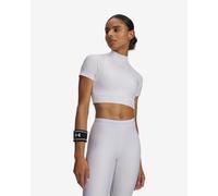 T-shirt Under Armour HeatGear Crop Mock manches courtes blanc femme - XS
