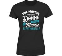 T Shirt Une Maman et Mamie | Imprimé en France, Cadeau Femme Humour Maman Anniversaire Original Rigolo Humoristique (L,Black)