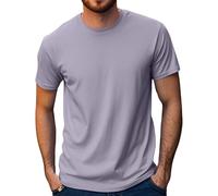 T-shirt uni à manches courtes 100 % coton bio doux et riche - Lavande - Col rond - Décontracté, lavande, L