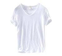 T-shirt uni à manches courtes pour homme, coupe ample, été, décontracté, tendance, évacuation de l'humidité, athlétique, léger, doux, respirant, quotidien, plage, intérieur, blanc, XL