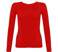 T-shirt uni à manches longues pour enfants - Uniforme - Col rond - Extensible, Rouge, 13 ans