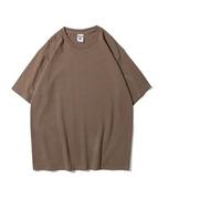 T-Shirt Uni pour Homme 9.9oz 280gsm Oversized Heavy T-Shirt for Men Short Sleeve Tee Cotton Solid Color Trend Leisure(Tricholoma matsutake,L)