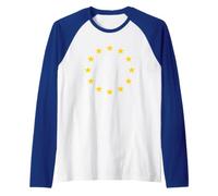 T-Shirt Union Européenne Drapeau UE Bleu Jaune Etoiles Manche Raglan