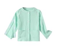 T-shirt unisexe à manches longues pour enfants avec épaulettes et tous les éléments de fixation adhésifs pour la récupération en cas de déchirure et de chimiothérapie, vert, 4-5 ans