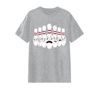 T-shirt unisexe avec cônes de bowling amusants - Haut amusant avec motif de dessin animé - Cadeau pour les fans de bowler et de quilles, Style_x03 Gris, L