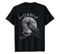 T-shirt unisexe avec corbeau avant la pleine lune - T-shirt gothique avec dicton F-CAW-F | Motif oiseau sombre pour un look mystique, Style_s01 Noir, S