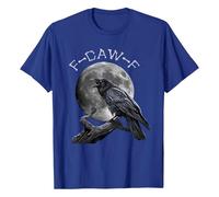 T-shirt unisexe avec corbeau avant la pleine lune - T-shirt gothique avec dicton F-CAW-F | Motif oiseau sombre pour un look mystique, Style_s02 Bleu, XL