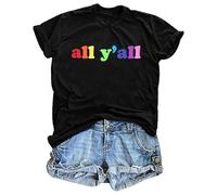 T-shirt unisexe avec inscription « All Y'all » aux couleurs de l'arc-en-ciel - T-shirt déclaration pour l'égalité | Haut décontracté pour fierté et CSD, Style_j01 Noir, XL