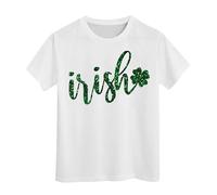 T-shirt unisexe avec inscription « Happy St Patrick » pour enfants - Motif léprechaun vert - Col rond - Lucky Irish Funny Shamrock - Cadeau pour garçons et filles - 0 à 13 ans, 20 - Blanc, 3-4 ans
